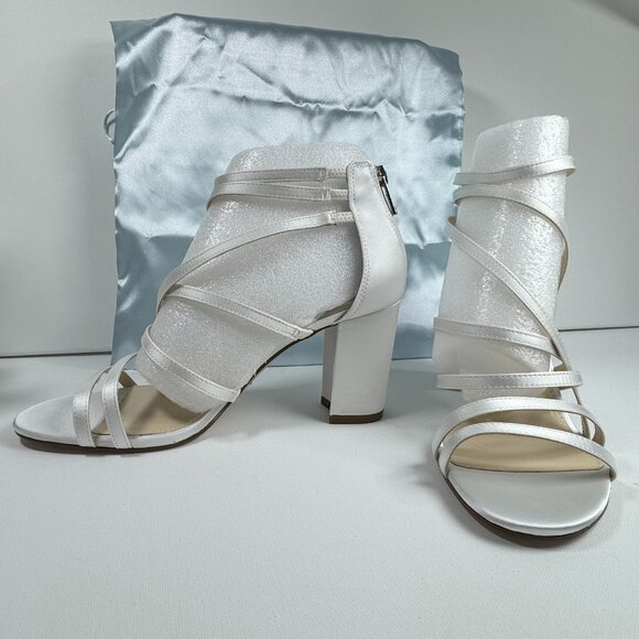 Jessica Simpson JS-Stassey-B White Matte Satin Bridal Heels 9.5 M - Picture 1 of 16
